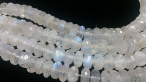 9MM RAINBOW MOONSTONE BLUE Faceted Roundel Beads, Length 16" . Good Quality Blue Fire rainbow moonstone gemstone beads