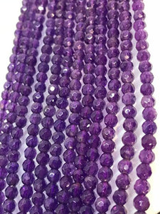 4MM Amethyst Round faceted , Top Quality faceted , Length of strand 16" Micro Faceted beads .