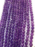 4MM Amethyst Round faceted , Top Quality faceted , Length of strand 16" Micro Faceted beads .