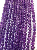 4MM Amethyst Round faceted , Top Quality faceted , Length of strand 16" Micro Faceted beads .