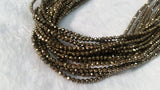 Natural Pyrite Faceted Round 3MM  , Natural Super Fine Cutting small size beads , length in 40Cm