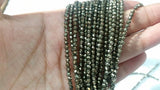 Natural Pyrite Faceted Round 3MM  , Natural Super Fine Cutting small size beads , length in 40Cm