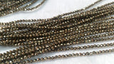 Natural Pyrite Faceted Round 3MM  , Natural Super Fine Cutting small size beads , length in 40Cm