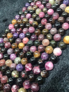 20 cm Length 9 MM Multi Tourmaline  Round beads. Fine quality beads