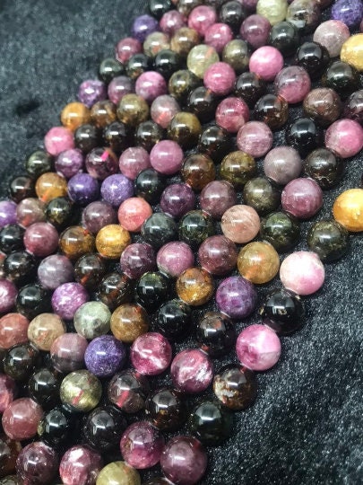 20 cm Length 9 MM Multi Tourmaline  Round beads. Fine quality beads