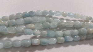 Aquamarine Blue Smooth Tumble shape Approx 6x8mm