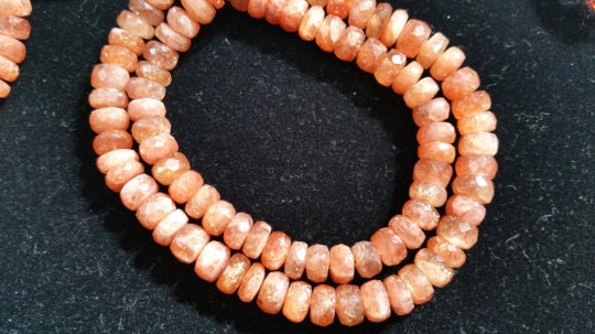 Sunstone faceted Roundel beads 8mm , Length in 14