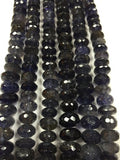 Iolite Faceted Roundel Beads 9 mm, Finest AAA Quality Wholesale Price- Dark Iolite Faceted Rondelle