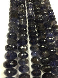 Iolite Faceted Roundel Beads 9 mm, Finest AAA Quality Wholesale Price- Dark Iolite Faceted Rondelle