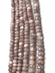 Moonstone 8mm Faceted Roundel Coating, length 14" Good Quality faceted beads , peach moonstone coating