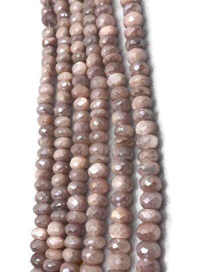 Moonstone 8mm Faceted Roundel Coating, length 14