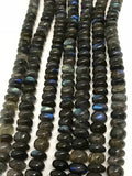 6MM LABRADORITE SMOOTH Roundel Shape  , Top Quality Roundel , Length 14" . Blue fire Labradorite beads