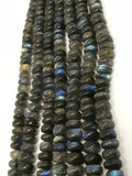 6MM LABRADORITE SMOOTH Roundel Shape  , Top Quality Roundel , Length 14" . Blue fire Labradorite beads