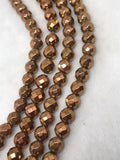 Hematite 8M Faceted Round , Length 16" Top Quality Brown coating Hematite Gemstone . Hematite coating beads