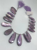 Purple Moonstone Coated faceted Pear Shape - Length 8 Inches , Flat Pear shape 13X27MM , Moonstone coating code #5