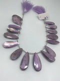 Purple Moonstone Coated faceted Pear Shape - Length 8 Inches , Flat Pear shape 13X27MM , Moonstone coating code #5