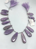 Purple Moonstone Coated faceted Pear Shape - Length 8 Inches , Flat Pear shape 13X27MM , Moonstone coating code #3