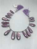 Purple Moonstone Coated faceted Pear Shape - Length 8 Inches , Flat Pear shape 13X26MM , Moonstone coating code #4