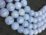 14mm Blue Lace Agate Round Beads, 15 Inch Strand- Top Quality . Agate Round .