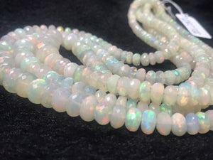 Ethiopian Opal Faceted Roundel Beads 5-8mm size, 16 Inch Strand, Superb Quality,