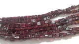 Garnet Square  Beads 5mm, Length of strand 16"- Garnet Beads