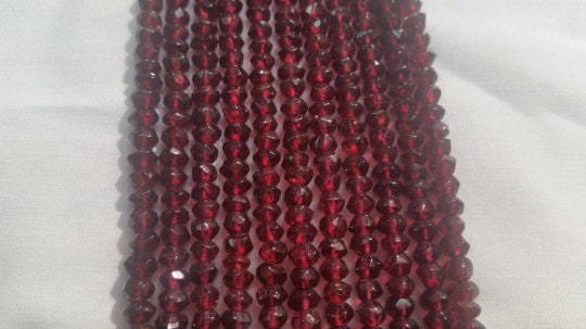 Garnet faceted Rondelles, Hand cutting beads , AA Quality , 14'' Length 4-4.5mm size