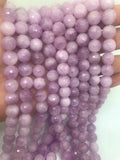 8MM Kunzite Round Faceted Beads, AAA Quality, Length 40cm -Natural Kunzite Beads-Purple Color , AAA quality origin brazil