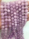 10MM Kunzite Round Faceted Beads, AAA Quality, Length 40cm -Natural Kunzite Beads-Purple Color , AAA quality origin brazil