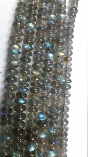 LABRADORITE SMOOTH Roundel Shape , Size 5 - 7MM , Top Quality Roundel , Length 16