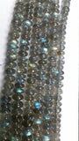 LABRADORITE SMOOTH Roundel Shape , Size 5 - 7MM , Top Quality Roundel , Length 16" . Blue fire Labradorite Beads