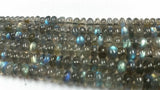 LABRADORITE SMOOTH Roundel Shape , Size 5 - 7MM , Top Quality Roundel , Length 16" . Blue fire Labradorite Beads