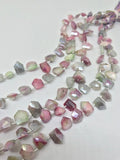 Moonstone Coated faceted Fancy Shape 8X10 mm - Length 8 Inches , Moonstone coated Briolettes, Moonstone coating pink and green