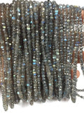 3.5MM Labradorite faceted roundel beads 13INCH long , AAA Quality , Mirco faceted beads