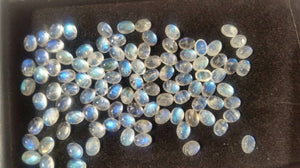 6X8MM Oval Moonstone Cabochon , Pack of 5 Pc. Good Quality Cabochons Code AAA50- Rainbow Moonstobe cabs