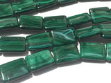 18x13 mm Malachite Rectangle Beads , Length of strand 40 cm - Top Quality , Natural Malachite Beads- Dark Green Color