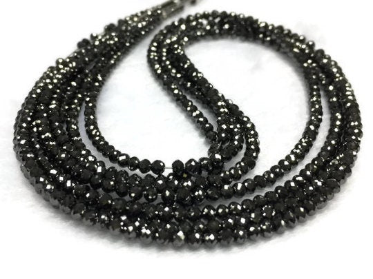 Black Diamond Roundel Faceted, size 2.5-3.5 mm AAA Quality 31Cts Length 16 Inch(ON Request Can Make Necklace & Bracelet)