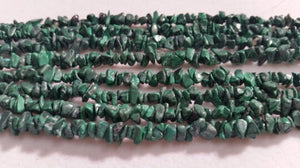 Malachite Chips Beads , Length of Necklace 32" . Natural Malachite Beads. irregular shape