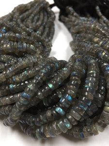 LABRADORITE Smooth Heishi (Pack of 5 Strands) Labradorite Tyre 4mm size . Length 14 inch