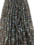 LABRADORITE Smooth Heishi (Pack of 5 Strands) Labradorite Tyre 4mm size . Length 14 inch