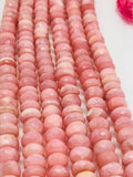 8mm Peruvian Pink Opal faceted Roundel, Top quality beads , Length 14 Inch , Pink Opal , shaded pink Opal