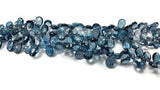 Blue Topaz London faceted Pear shape Briollete, Top Quality 8 Inch Strand, Size 5X7 MM  . London Topaz