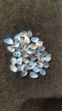 4X6MM Pear Rainbow Moonstone Smooth Cabs, Pack of 6 Pc. Good Quality Cabochons Code AAA50