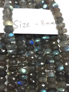 8MM Labradorite faceted Roundel , natural labradorite with Blue Fire , length is 10" Top Quality