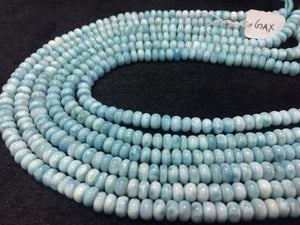 4A Quality Larimar 7mm Roundel Beads, Length 40 cm Larimar Good Quality beads - Larimar Rondelle Beads