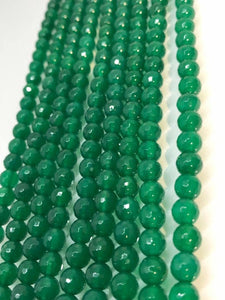 6MM Green Agate faceted , faceted green agate faceted beads, gemstone faceted- Length 15 Inch- Green agate Faceted Round-