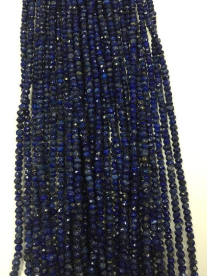 2 strands Pack ,Lapis Lazuli faceted 3mm- High Quality faceted, Lapis Lazuli faceted Roundel, Blue Lapis Lazuli 3mm Faceted