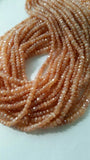 Pack of 5 Strands, Orange Moonstone Mystic faceted Roundel 3.5mm, 14 Inch Strand, Fine Quality