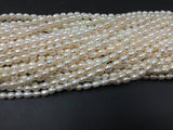 Pearl Rice Beads 4x6mm , 5x7mm size, 15 Inch Strand , Freshwater cultured Pearl