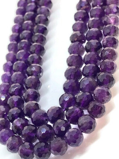 6MM Amethyst Round faceted , Top Quality faceted , Length of strand 16