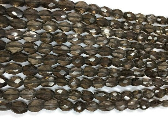 Smoky Quartz Faceted Oval 7X9 mm size, 14 Inch Strand, Quality AA